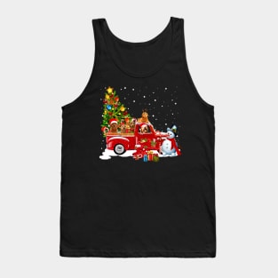 Red Truck Merry Christmas Tree Doodle Dog Christmas T-Shirt Tank Top